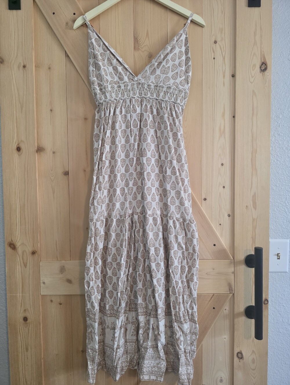 Women's Cream Paisley Maxi Dress with Spaghetti Straps